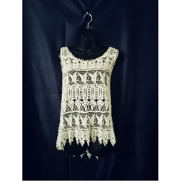 Soho Lady Tops - SOHO LADY Crochet Butterfly Design Tank Top | 100% Cotton | One Size Plus Size